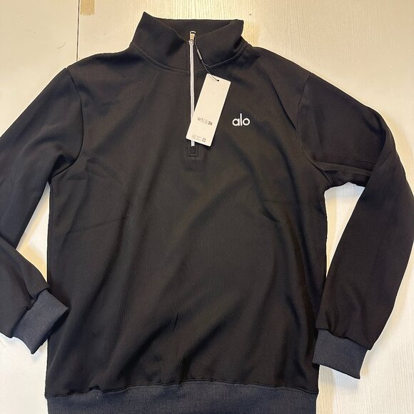 Alo Yoga Accolade stand-collar solid-color half-zip long-sleeved hoodie